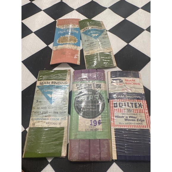 Vintage Seam Binding Bias Tape Wrights Boilex Star NOS Sewing Craft Supplies - Picture 1 of 4